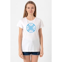 Tengri Tamga Beyaz Kadın Bisikletyaka Tshirt Beyaz