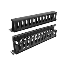 Hubrendy Sh Powermaster Td-l801-12 19" 1u Rack Kabin Yatay Kablo Düzenleyici Kapaklı Kanal Yandan Ge