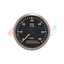 MORS DEVİR GÖSTERGESİ 6000RPM SİYAH 100MM MOTOR SAATLİ 12-24V