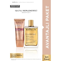 Gold On Skin Işıltılı Yüz Kremi 50 Ml + Kuru Yağ 100 Ml Seti - Nemlendirir, Işıltı Verir