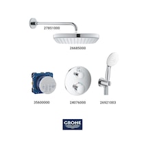 Grohtherm Termostatik Ankastre Banyo Bataryası Seti Gagasız Oval Kare Tepe Duşlu Krom