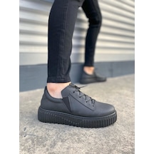 Jy502 Bold Bağcıklı Cilt Erkek Günlük Sneaker Ayakkabı Cst - Siyah Siyah