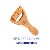 Maderoterapi Rivli Tetik Rulosu Ahşap Masaj Aleti Kahverengi