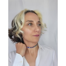 Renkli Dısco Işıltılı Choker Tasma Kolye Pembe