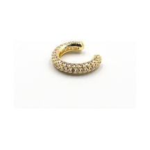 Zirkon Taşlı Halka Earcuff Gold, Sıkıştırmalı, Anti Alerjik Kıkırdak Küpe çok renkli