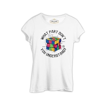 Puzzle Cube With Calculations Beyaz Kadın Tshirt 001