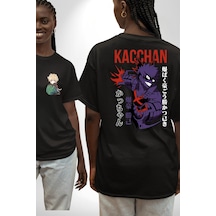 Kasuki Bakugo Anime Siyah Oversize Unisex Ön Ve Sırt Baskılı Tişört Siyah