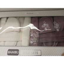 Nancy Happy Set Bambu 6 Parça Krem - Mürdüm