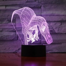 Szypzstore 3d Illusion Lamba Dinozor Gece Lambası Renkli 3d Led Masa Masa Lambası Yatak Odası Ev Dekor Erkek Çocuklar Için Hediyeler, A-7 Renk Hiçbir Uzaktan Pz933z Siyah