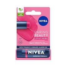 Nıvea Spf30 Pembe Renkli Dudak Bakım Kremi,4,8gr,24 Saat Nemlendirme,e Vitamini,organik Badem Yağı,shea Yağı,dudak Ve Yanaklar İçin,allık Etkisi,mineral Yağı Bulunmaz