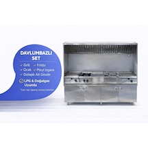 Grıll , Fritöz , Ocak , Pleyt Izgara , Dolaplı, Davlumbazlı , Lpg & Doğalgazlı , 240x80x210 Çelik