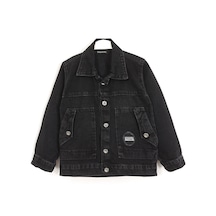 Dobakids Gömlek Yaka Cep Detaylı Erkek Çocuk Denim Mont Siyah 001-0002008
