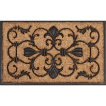 Dekoratif Dış Kapı Paspası Dijital Baskılı, Kaymaz Pvc Plastik Tabanlı, Şık Desenli Kapı Önü Paspası 40x70 Cm Taba