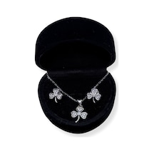 Oya Silver Zirkon Taşlı Yonca Gümüş Set&takım