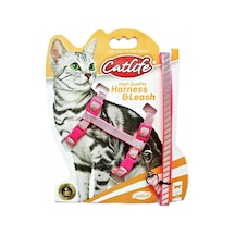 Catlife Gece Parlayan Fosforlu Gezdirme Kedi Göğüs Tasması Seti Pembe 110 CM