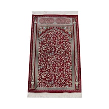 Bordo Çiçekli Ravza Desenli Astarlı Şönil Seccade 001