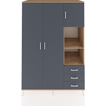 Kronos Dolap 5 Raflı 3 Çekmeceli Tek Askılı 132x59x195 Çam-antrasit/antrasit Antrasıt/antrasıt
