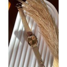 Gold Hasır Kordon Minimal Kadın Kol Saati Modern Vintage Model Bb0021 Gümüş