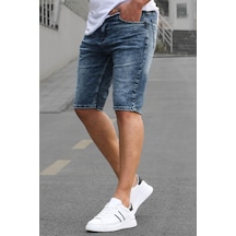 Madmext Mavi Regular Fit Erkek Jean Şort 6348