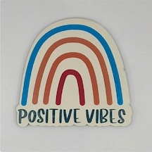 Positive Vibes Baskılı Ahşap Bardak Altlığı Çok Renkli