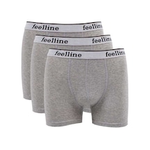 3 Adet Feelline Gri Pamuklu Doğal Likralı Erkek Boxer Beden: Xxl Standart