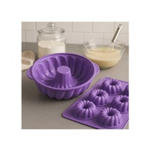 Tr Ckm Silikon Silikon Yuvarlak Kek Kalıbı Ve Figürlü 6lı Tepsi Muffin Kalıp Mor Kek Kalıbı Mor Genel