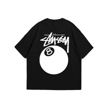 Tarzsokak Sts. Eight Baskılı Oversize Unisex Beyaz Siyah