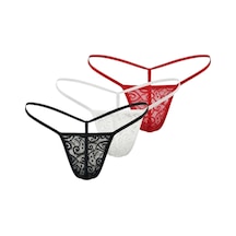 Kadın 3lü Dantelli G - String Bc0060 Çok Renkli