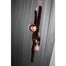 Sesli Sarılan Peluş Maymun 25cm - Kahverengi