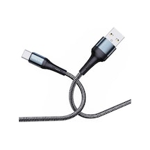 Örgülü Usb A-c Hızlı Şarj Kablosu, Siyah 100 Cm Standart