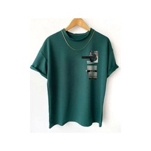 Startmore New Moment T-shirt - Turuncu Baskılı Oversize Bisiklet Yaka Garalio Yeşil