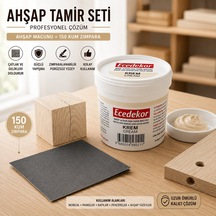 Krem Ahşap Tamir Macunu Seti 200 Gr + 150 Kum Zımpara - Mobilya, Parke Ve Ahşap Kapı Çatlak, Delik, Çizik Onarım Dolgu Macunu