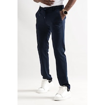 Ecer Slimfit Beli Lastikli Ve İplikli Çizgili Pamuklu Kışlık Kumaş Erkek Jogger Pantolon 001