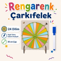24 Dilim Renkli Çarkıfelek Oyunu Ahşap Eğitim Materyali