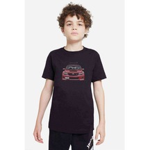 Red Line Baskılı Unisex Çocuk Siyah T-Shirt