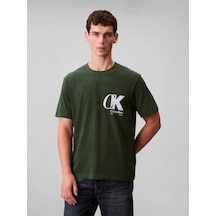 Calvin Klein Ss 20s Eu Ck Overlap Yeşil Erkek Tişört