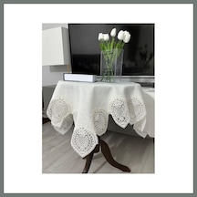 Bezos Fransız Dantelli Keten Fiskos, Gardenya Kumaş Fiskos 100x100cm Mmbz Çok Renkli