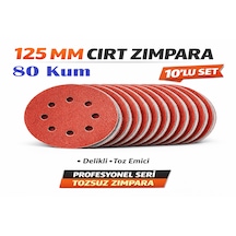 Venoa 125 Mm Cırt Zımpara Kağıdı 10 Adet 8 Delikli Disk, Ahşap & Metal Uyumlu - 80 Kum