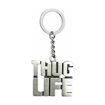 Thug Life Yazılı Metal Anahtarlık Gümüş Renk Unisex Hip-hop & Sokak Stili Aksesuar