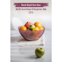 Akrilik Barok Mürdüm Büyük Kare Meyve & Salata Kasesi & Karıştırma Kabı / 3,3 Lt Cam Değildir sarı