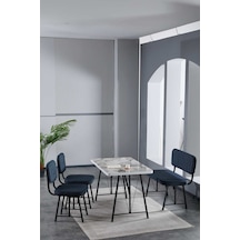 Hayat 70x110 Efes Mutfak Masası, Mutfak Masası Takımı, Yemek Masası, 2 Sandalye 1 Bench - Lacivert Lacivert