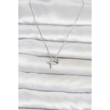 Pirinç Gümüş Renk Minimal Kutup Yıldızı Model Kadın Kolye Çok renkli