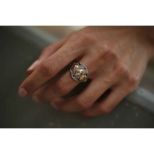 Reis Kuyumculuk T1828 Bold Cognac Ring Altın Yüzük