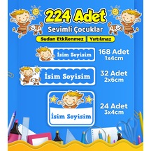 Sevimli Çocuklar Temalı Okul Kreş Kişiye Özel İsim Etiketi - Model 619 Çok Renkli
