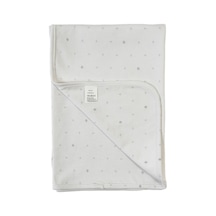 Boumini Kalın Penye Battaniye Çift Katlı Doğal Pamuk Beyaz Çok Renkli