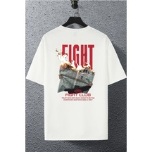 Unisex Kadın Erkek Fight Club Baskılı Oversize T-shirt Beyaz Mck2036 Beyaz