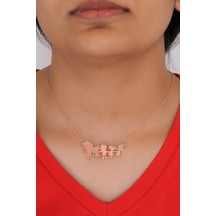 Aile Temalı Rose Kaplama 925 Ayar Kadın Gümüş Kolye