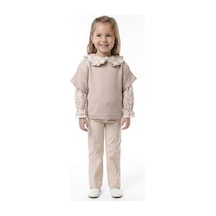 Xo Kids Kız Çocuk Elbise 3-7 Yaş 4756 Bej