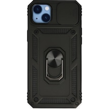 Apple iPhone  Uyumlu - 14 Plus Kılıf Pars Lens Yüzüklü Silikon - Siyah