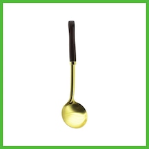 Vaveni Metal Servis Kepçe Ahşap Saplı 35cm Altın Arz